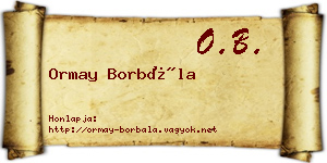 Ormay Borbála névjegykártya